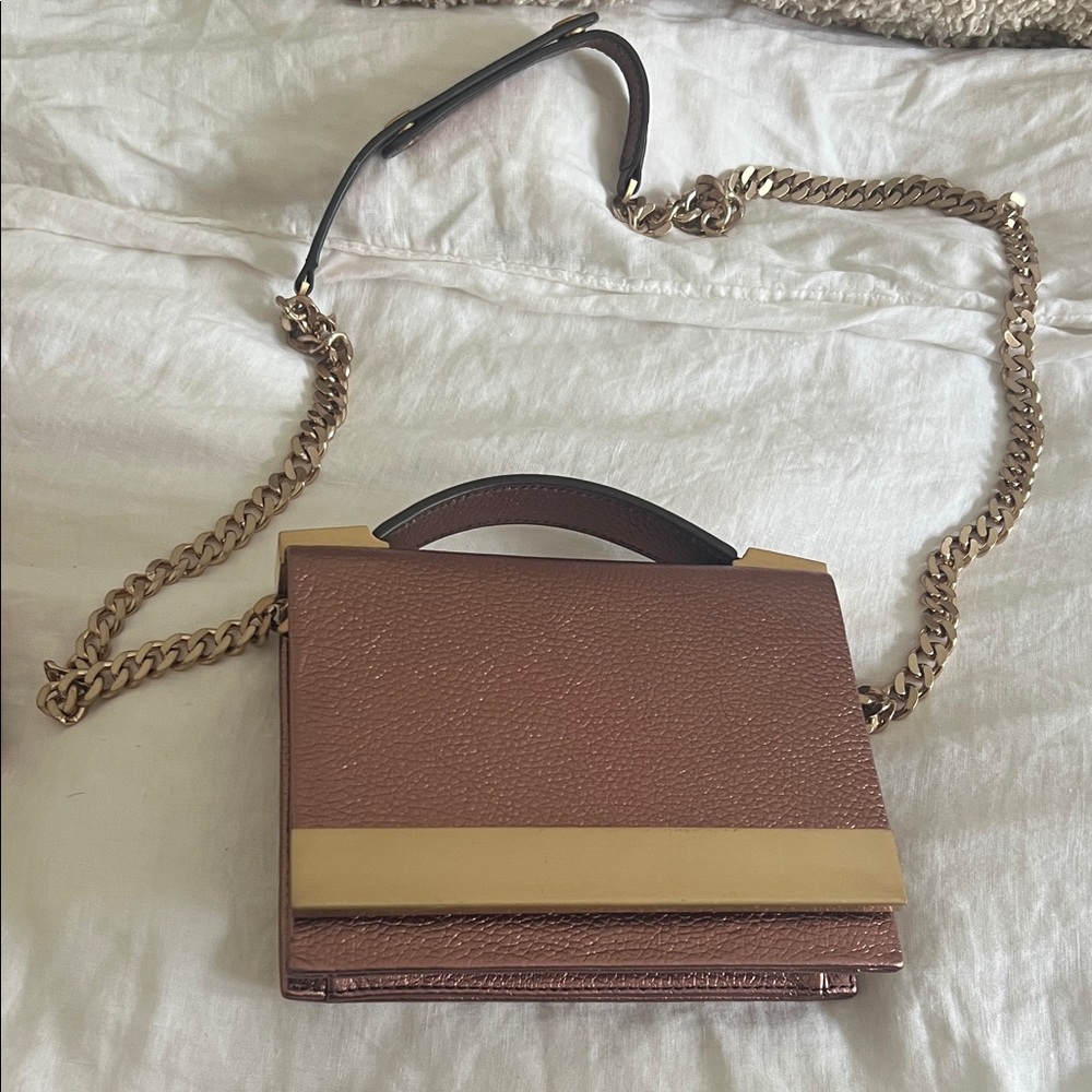 Brian Atwood rose gold Crossbody Bag with Gold Chain